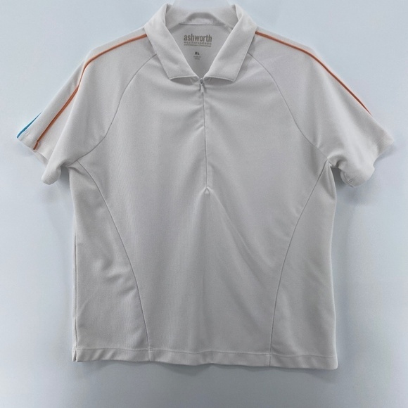Ashworth Shirt Women's Size XL White 1/4 Front Zip Up Polo Short Sleeve Golf - Picture 1 of 9